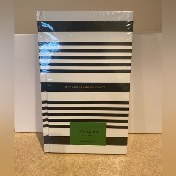 Kate Spade New York “OCCASIONS AND CONTACTS” Black Stripe Address Book NEW - Picture 1 of 2